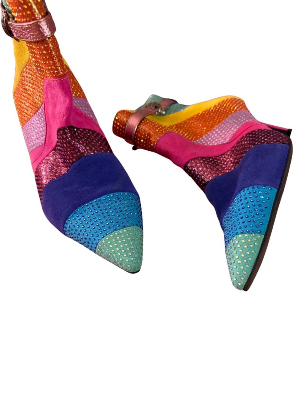 KURT GEIGER Kensington Flexi Ankle Boot Rainbow Crystal EUC $300 Sz 37 - Picture 4 of 5